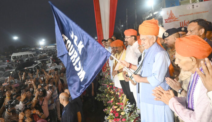 Amarnath Ji Yatra. LG Flags, Pilgrims, First Batch, Fish Eye